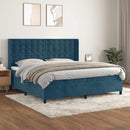 vidaXL sötétkék bársony rugós ágy matraccal 200x200 cm
