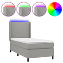 vidaXL világosszürke szövet rugós és LED-es ágy matraccal 90x190 cm