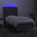 vidaXL sötétszürke szövet rugós és LED-es ágy matraccal 90x190 cm