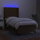 vidaXL barna szövet rugós és LED-es ágy matraccal 90x190 cm