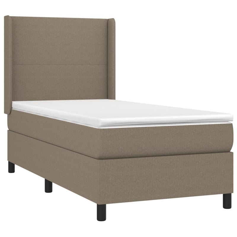 vidaXL tópszínű szövet rugós és LED-es ágy matraccal 90x190 cm
