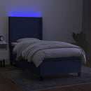 vidaXL kék szövet rugós és LED-es ágy matraccal 90x190 cm