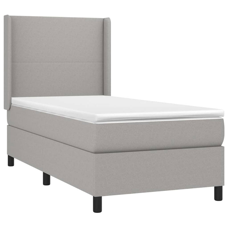 vidaXL világosszürke szövet rugós és LED-es ágy matraccal 90x200 cm
