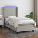 vidaXL világosszürke szövet rugós és LED-es ágy matraccal 90x200 cm