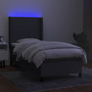 vidaXL sötétszürke szövet rugós és LED-es ágy matraccal 90x200 cm