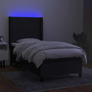 vidaXL fekete szövet rugós és LED-es ágy matraccal 90x200 cm