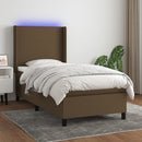 vidaXL barna szövet rugós és LED-es ágy matraccal 90x200 cm
