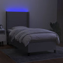 vidaXL világosszürke szövet rugós és LED-es ágy matraccal 100x200 cm