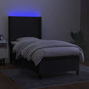 vidaXL fekete szövet rugós és LED-es ágy matraccal 100x200 cm