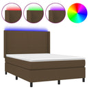 vidaXL barna szövet rugós és LED-es ágy matraccal 140x190 cm
