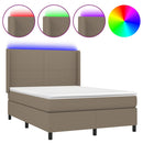 vidaXL tópszínű szövet rugós és LED-es ágy matraccal 140x190cm