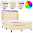 vidaXL krémszínű szövet rugós és LED-es ágy matraccal 140x190cm