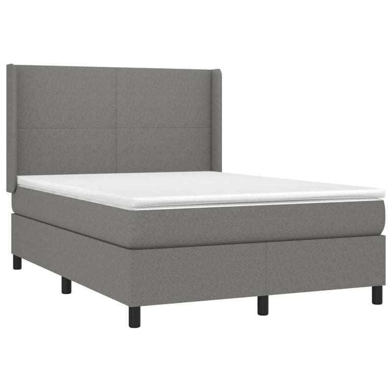 vidaXL sötétszürke szövet rugós és LED-es ágy matraccal 140x200 cm