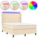 vidaXL krémszínű szövet rugós és LED-es ágy matraccal 140x200 cm
