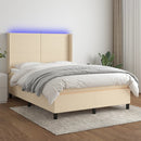 vidaXL krémszínű szövet rugós és LED-es ágy matraccal 140x200 cm