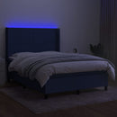 vidaXL kék szövet rugós és LED-es ágy matraccal 140x200 cm