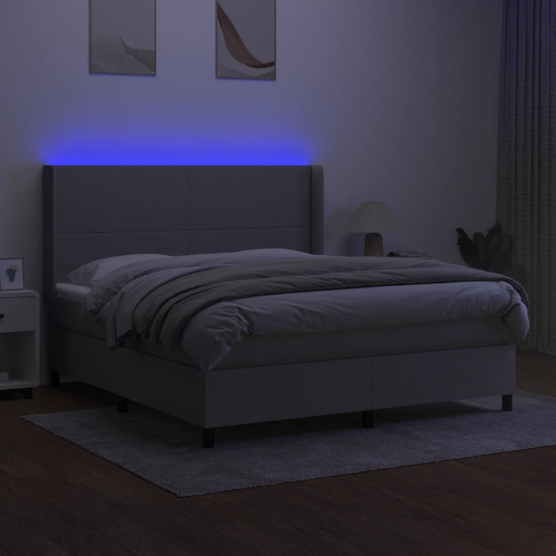 vidaXL világosszürke szövet rugós és LED-es ágy matraccal 160x200 cm