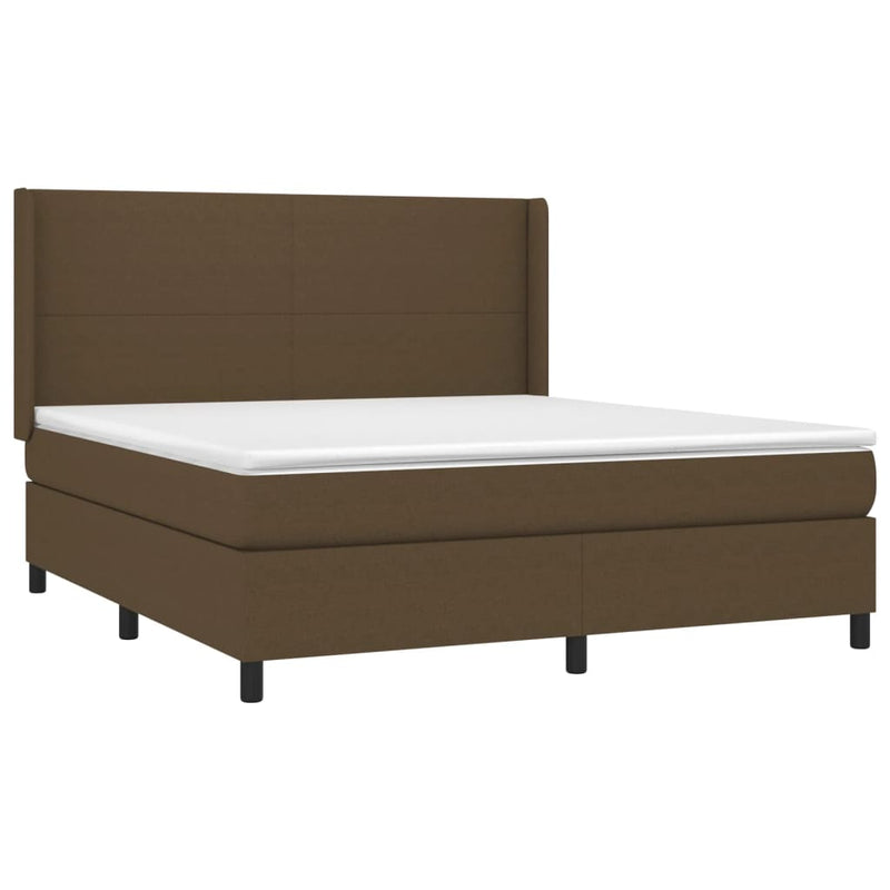 vidaXL barna szövet rugós és LED-es ágy matraccal 160x200 cm