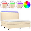 vidaXL krémszínű szövet rugós és LED-es ágy matraccal 160x200 cm