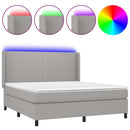 vidaXL világosszürke szövet rugós és LED-es ágy matraccal 160x200 cm