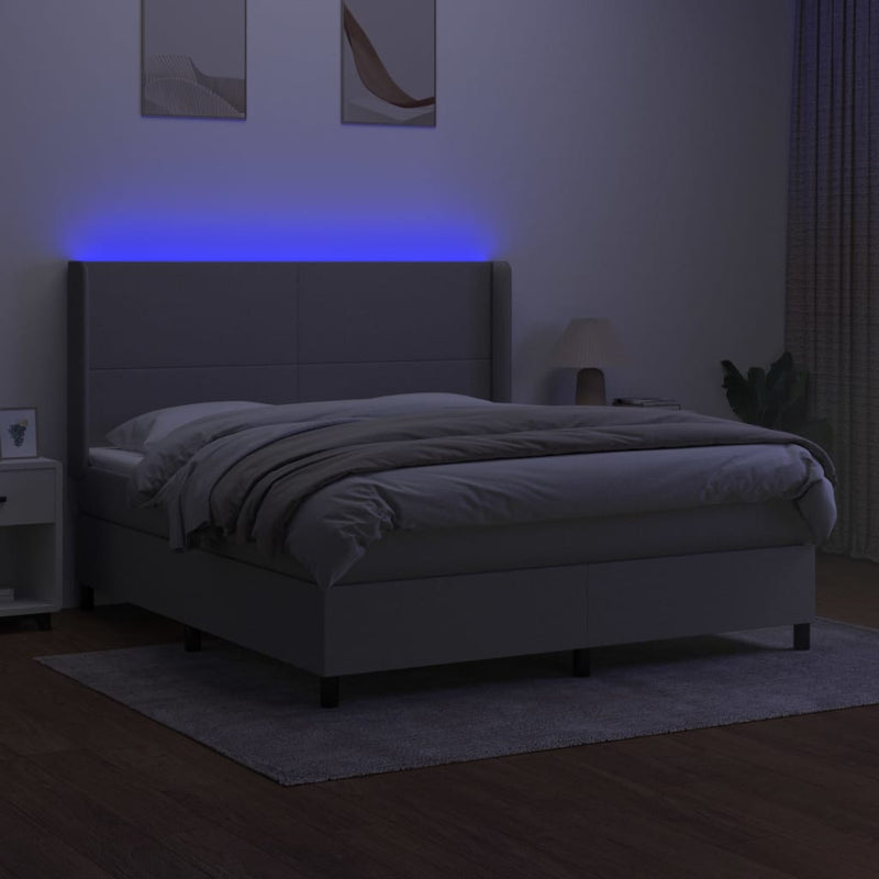 vidaXL világosszürke szövet rugós és LED-es ágy matraccal 160x200 cm