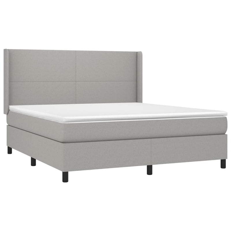 vidaXL világosszürke szövet rugós és LED-es ágy matraccal 160x200 cm