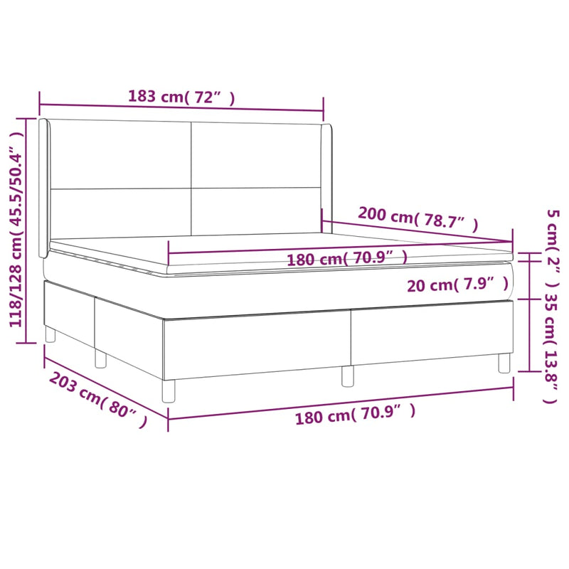 vidaXL világosszürke szövet rugós és LED-es ágy matraccal 160x200 cm