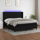 vidaXL fekete szövet rugós és LED-es ágy matraccal 180 x 200 cm