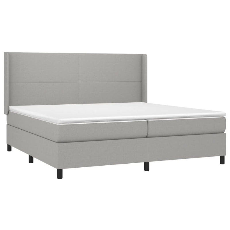 vidaXL világosszürke szövet rugós és LED-es ágy matraccal 200x200 cm