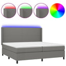 vidaXL sötétszürke szövet rugós és LED-es ágy matraccal 200x200 cm