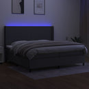 vidaXL sötétszürke szövet rugós és LED-es ágy matraccal 200x200 cm