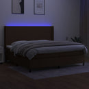 vidaXL barna szövet rugós és LED-es ágy matraccal 200x200 cm