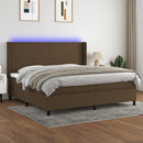 vidaXL barna szövet rugós és LED-es ágy matraccal 200x200 cm