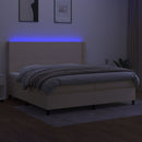vidaXL krémszínű szövet rugós és LED-es ágy matraccal 200 x 200 cm