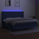 vidaXL kék szövet rugós és LED-es ágy matraccal 200 x 200 cm