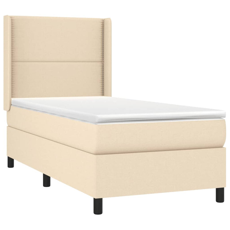 vidaXL krémszínű szövet rugós és LED-es ágy matraccal 90x190 cm