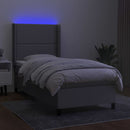 vidaXL világosszürke szövet rugós és LED-es ágy matraccal 90x200 cm