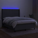 vidaXL sötétszürke szövet rugós és LED-es ágy matraccal 140x190 cm