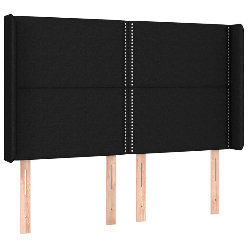 vidaXL fekete szövet rugós és LED-es ágy matraccal 140x190 cm