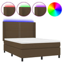 vidaXL barna szövet rugós és LED-es ágy matraccal 140x190 cm