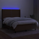 vidaXL barna szövet rugós és LED-es ágy matraccal 140x190 cm