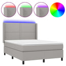 vidaXL világosszürke szövet rugós és LED-es ágy matraccal 140x200 cm