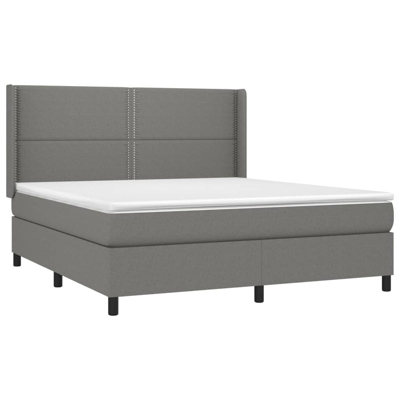 vidaXL sötétszürke szövet rugós és LED-es ágy matraccal 180 x 200 cm
