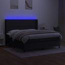 vidaXL fekete szövet rugós és LED-es ágy matraccal 180 x 200 cm