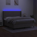 vidaXL tópszínű szövet rugós és LED-es ágy matraccal 180 x 200 cm