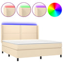 vidaXL krémszínű szövet rugós és LED-es ágy matraccal 180 x 200 cm