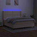 vidaXL krémszínű szövet rugós és LED-es ágy matraccal 180 x 200 cm