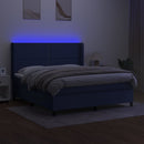 vidaXL kék szövet rugós és LED-es ágy matraccal 180 x 200 cm