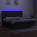 vidaXL fekete szövet rugós és LED-es ágy matraccal 200x200 cm