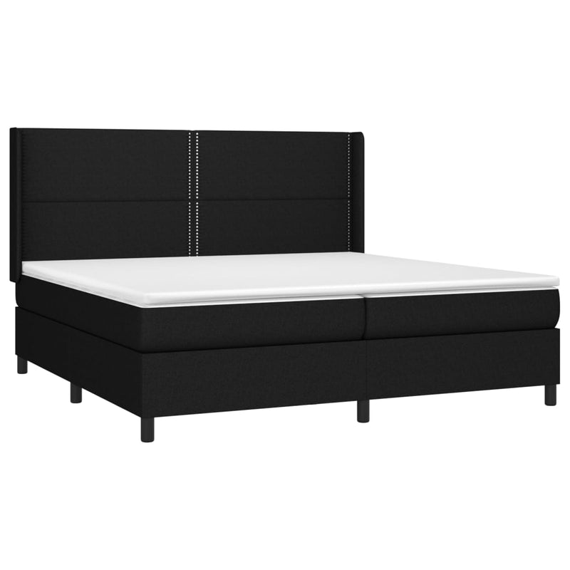 vidaXL fekete szövet rugós és LED-es ágy matraccal 200x200 cm